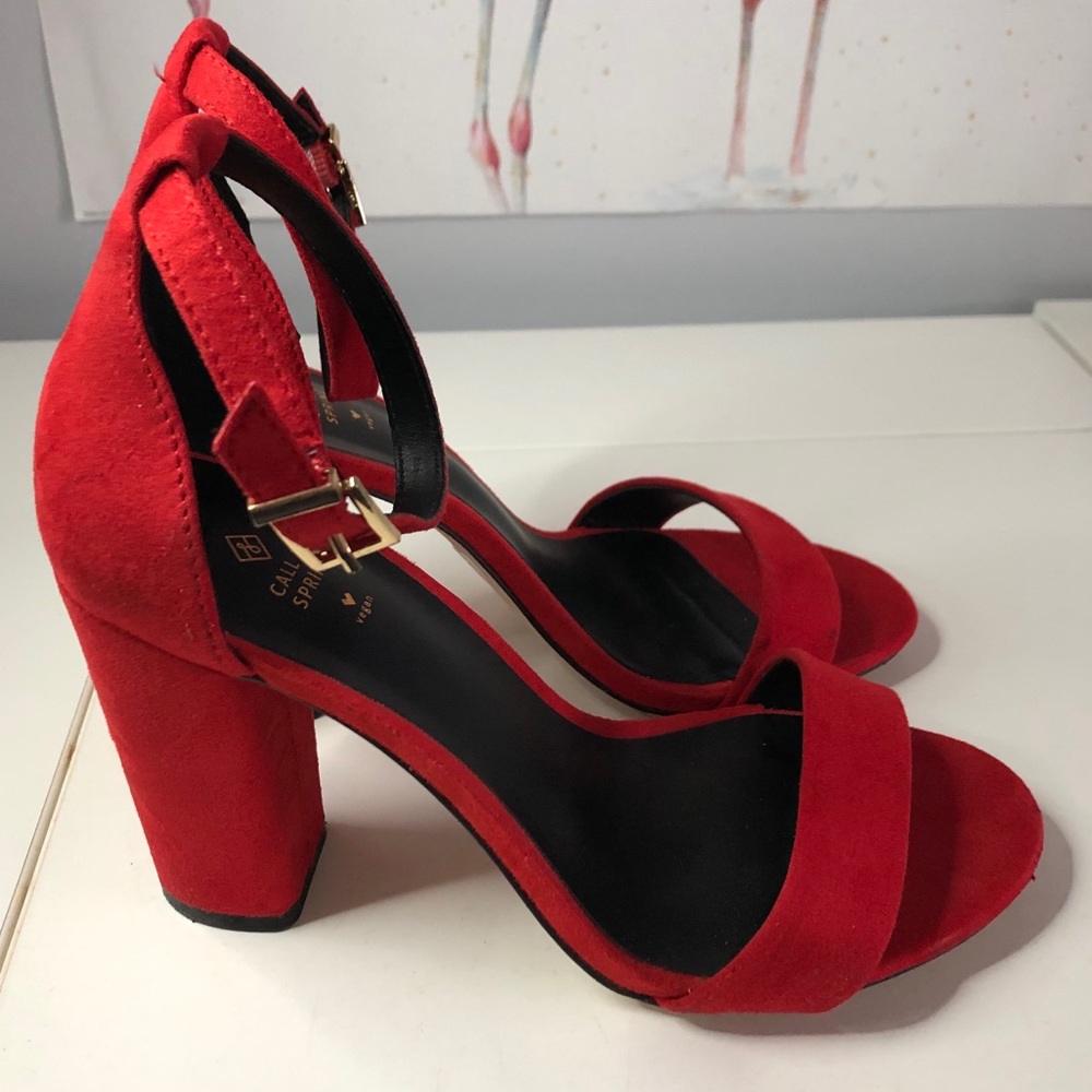 Call it Spring Red Block Heels